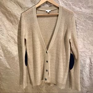GAP tan elbow patch cardigan